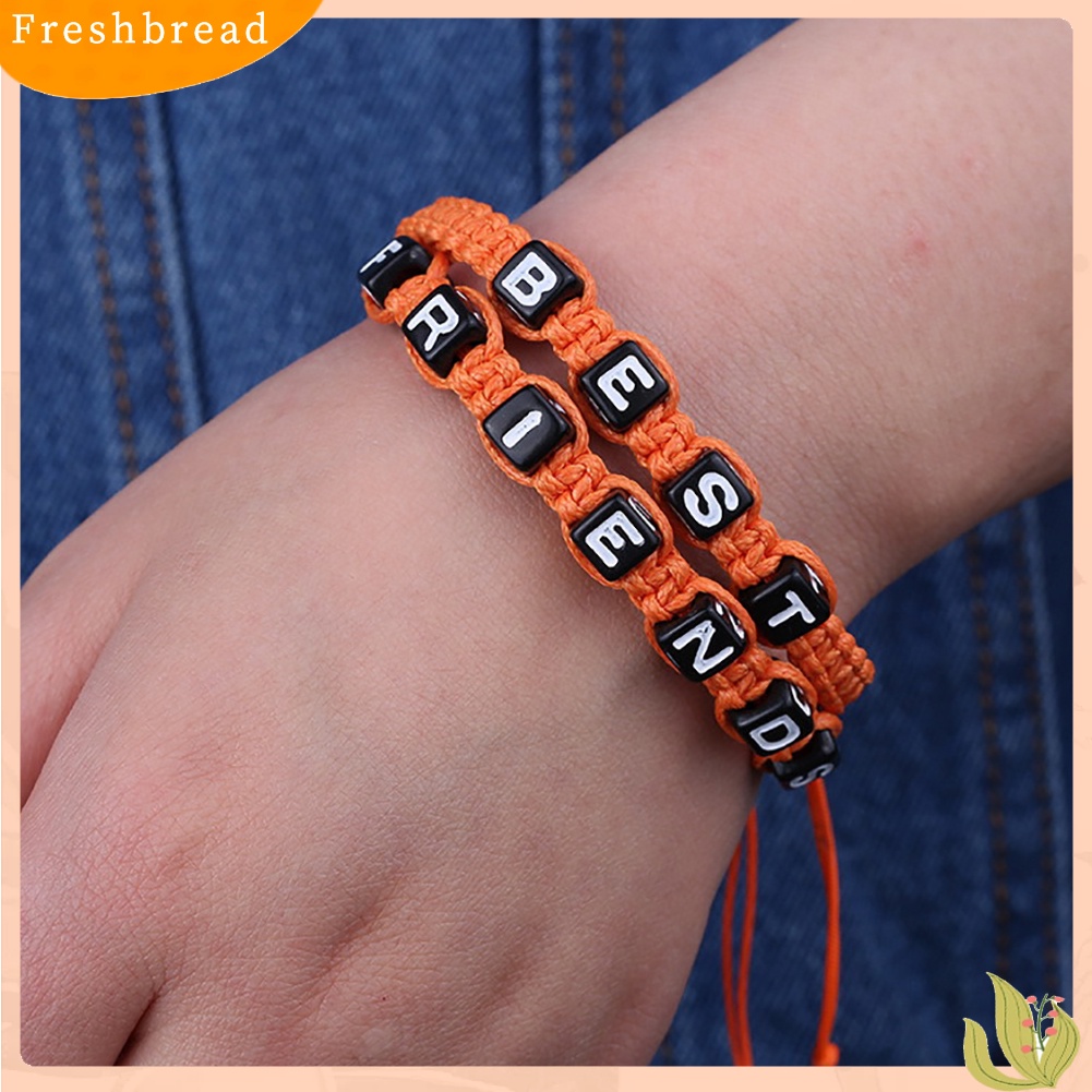 &lt; Freshbread &gt; 2Pcs/Set Unisex BEST FRIEND Letter Charm Handmade Anyaman Gelang Persahabatan