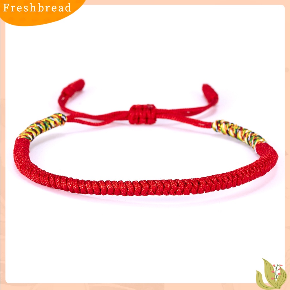 &lt; Freshbread &gt; Wanita Pria Buatan Tangan Simpul Dikepang Tali Gelang Adjustable Beruntung Bangle Perhiasan