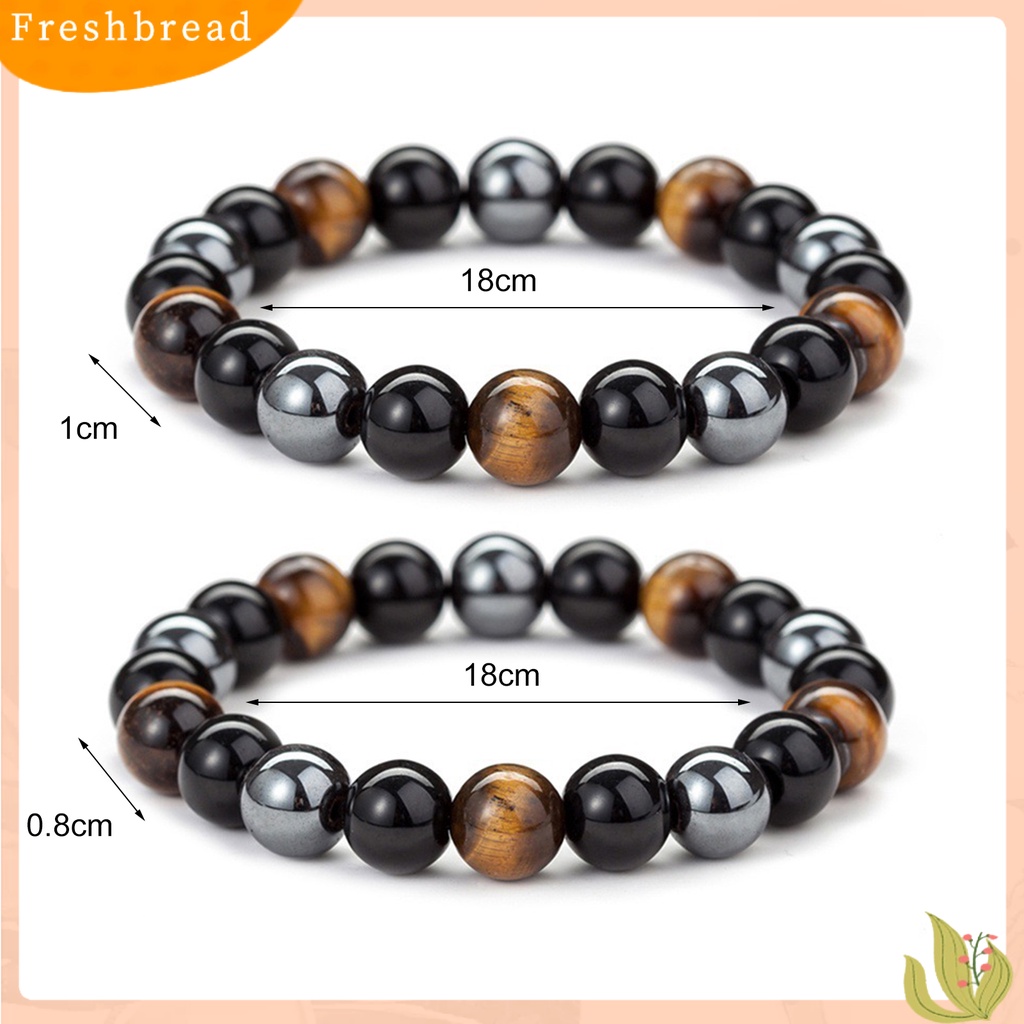 &lt; Freshbread &gt; Manik-Manik Unisex Gelang Tali Elastis Tiger Eye Imitasi Hitam Untuk Kehidupan Sehari-Hari