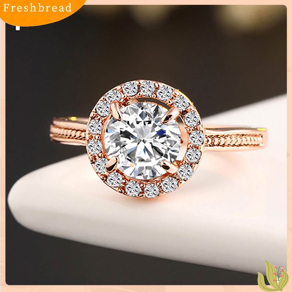 &lt; Freshbread &gt; Fashion Wanita Berlapis Emas/Perak Zirkon Jari Cincin Pernikahan Pertunangan Perhiasan