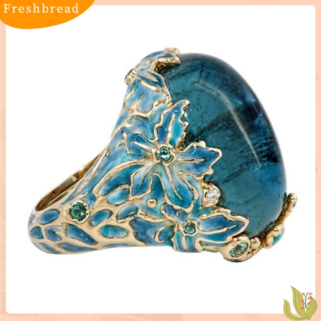 &lt; Freshbread &gt; Cincin Hias Eye-catching Anti-Cacat Retro Elegan Bunga Elemen Lady Ring Untuk Kehidupan Sehari-Hari