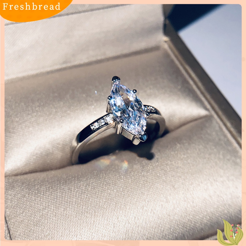 &lt; Freshbread &gt; Glitter Pengantin Pernikahan Pertunangan Perhiasan Marquise Cut Berlian Imitasi Jari Cincin