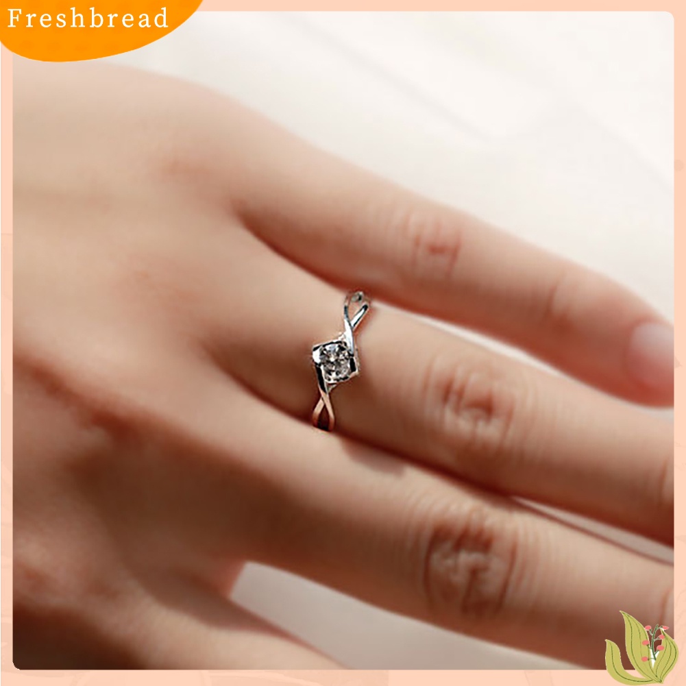 &lt; Freshbread &gt; Fashion Berongga Cubic Zirconia Wanita Pertunangan Pernikahan Band Jari Cincin Perhiasan