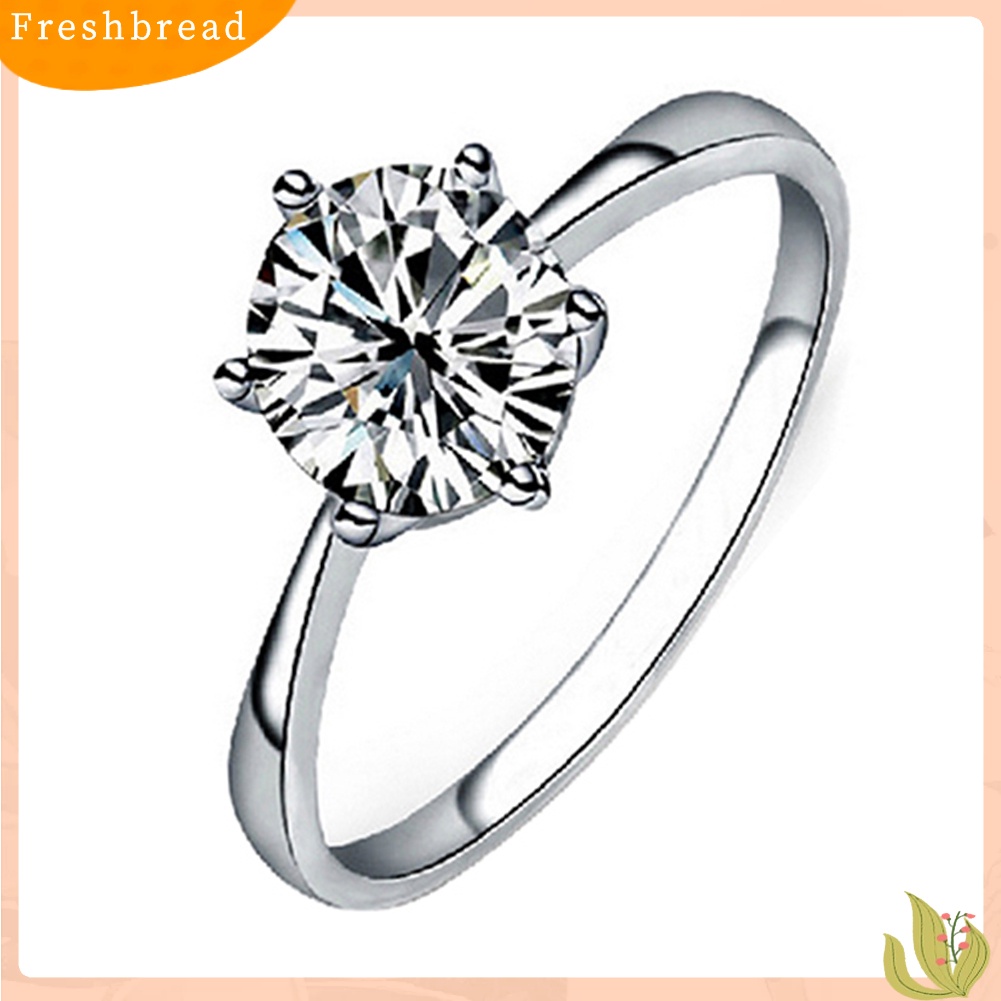 &lt; Freshbread &gt; Wanita Zirkon Bening Bertatahkan Pernikahan Bridal Pesta Pertunangan Perhiasan Cincin Ukuran 6-9