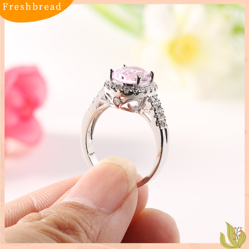 &lt; Freshbread &gt; Perhiasan Fashion Oval Berlian Imitasi Cubic Zirconia Pernikahan Pertunangan Pengantin Cincin