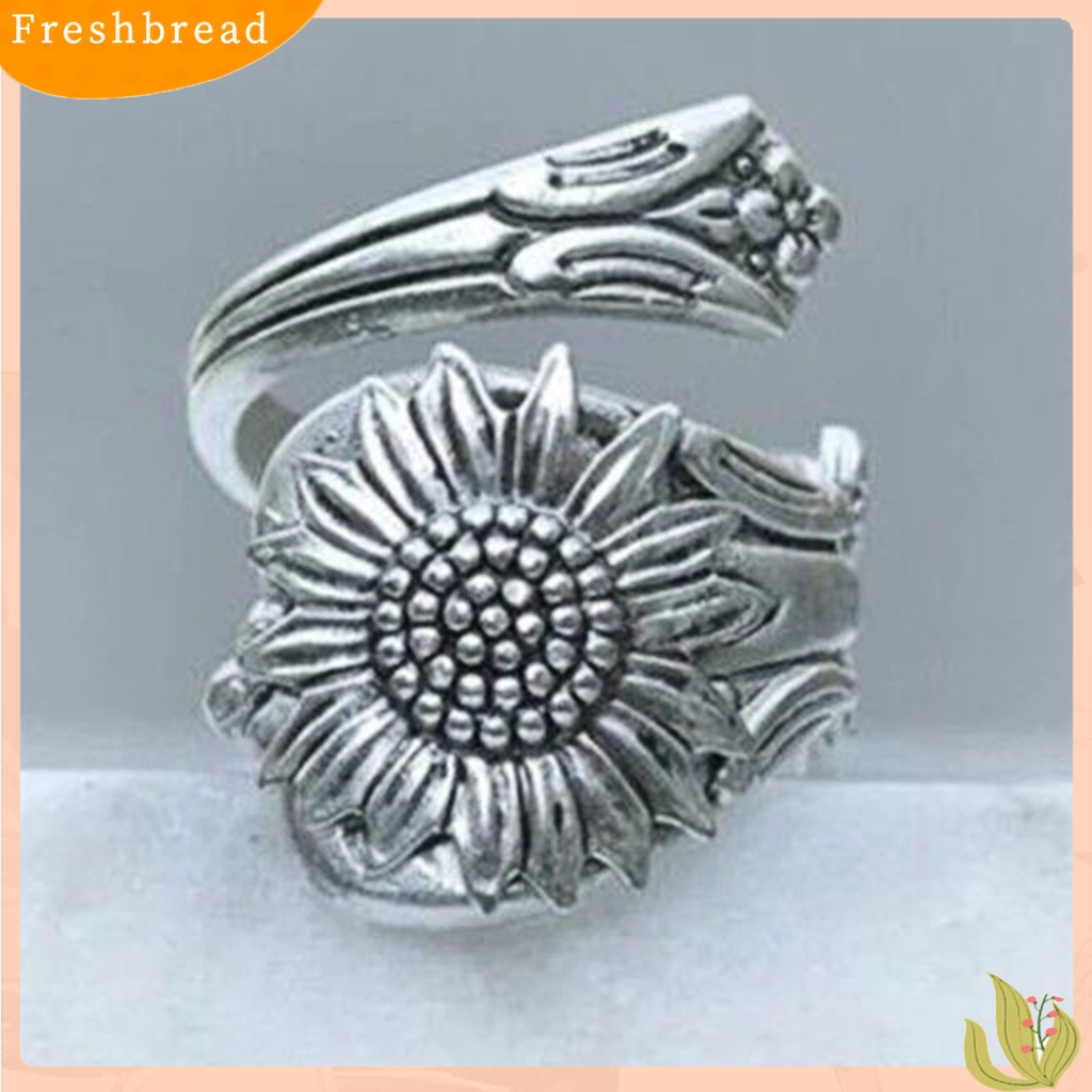 &lt; Freshbread &gt; Cincin Pembukaan Wanita All-match Bunga Matahari Mekar Sederhana Alloy Adjustable Untuk Tanggal