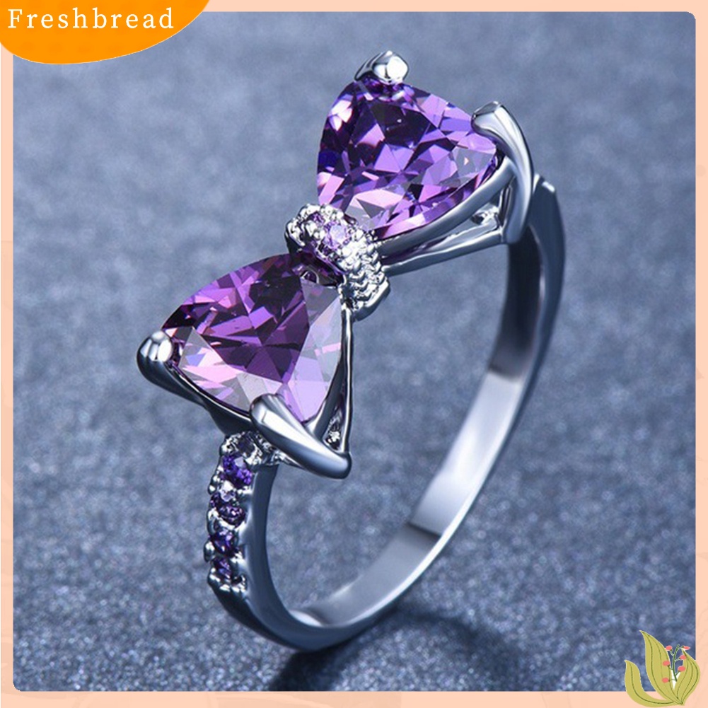 &lt; Freshbread &gt; Pernikahan Pertunangan Pesta Ikatan Simpul Amethyst Imitasi Bertatahkan Jari Cincin Perhiasan Pengantin