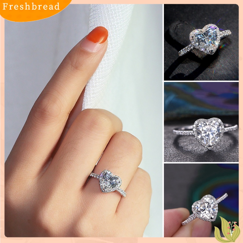 &lt; Freshbread &gt; Cincin Kawin Bentuk Hati Berlian Imitasi Mengkilap Kreatif Lady Circlet Untuk Hadiah