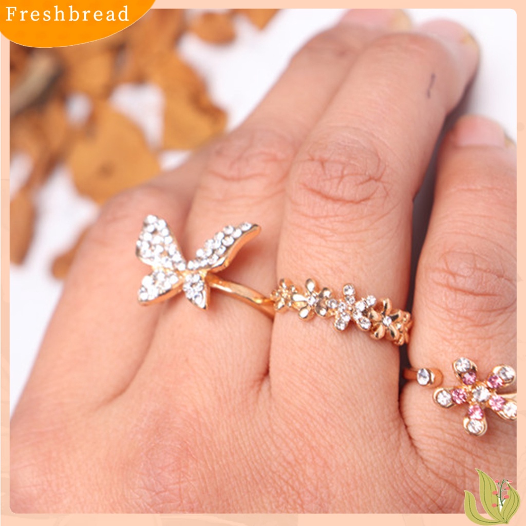 &lt; Freshbread &gt; Cincin Jari Bentuk Indah Bahan Alloy Tahan Karat Wanita Berkilau Butterfly Ring Perhiasan Pernikahan Untuk Lady