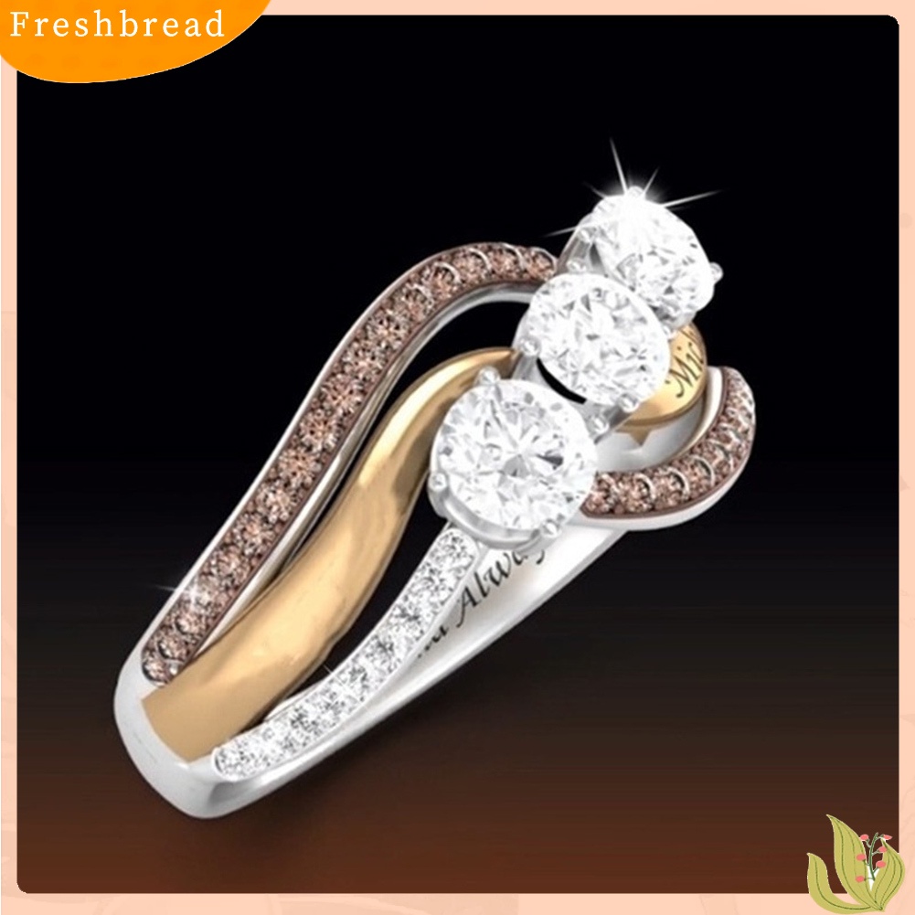 &lt; Freshbread &gt; Fashion Wanita Berlian Imitasi Surat Jari Cincin Perhiasan Pesta Pernikahan Hadiah Natal