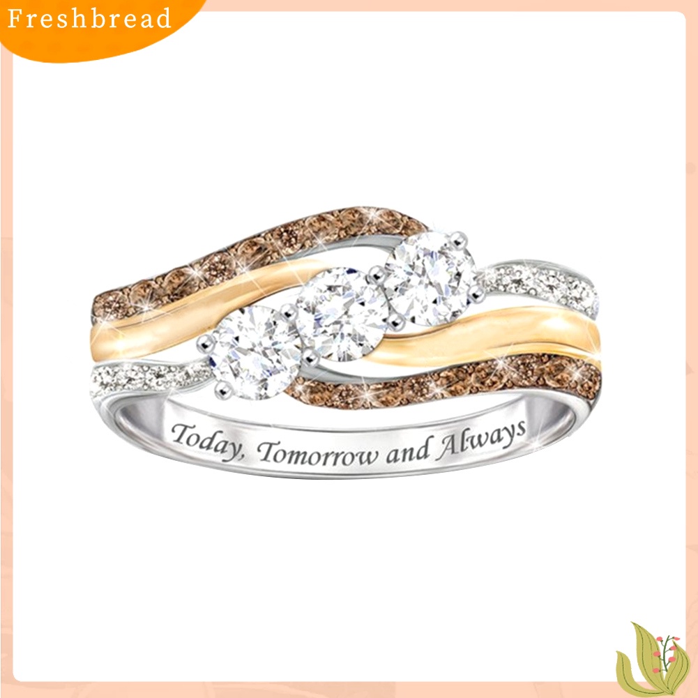 &lt; Freshbread &gt; Fashion Wanita Berlian Imitasi Surat Jari Cincin Perhiasan Pesta Pernikahan Hadiah Natal