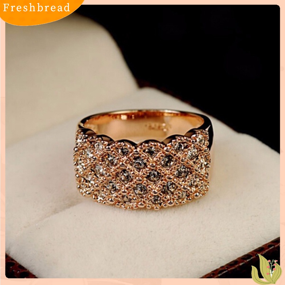 &lt; Freshbread &gt; Wanita Mewah Berlian Imitasi Bertatahkan Jari Cincin Pernikahan Pertunangan Perhiasan Hadiah