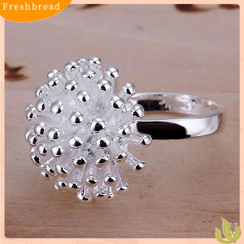 &lt; Freshbread &gt; Fashion Wanita Perak Berlapis Bekerja Pola Daisy Cincin Hadiah Perhiasan Pernikahan