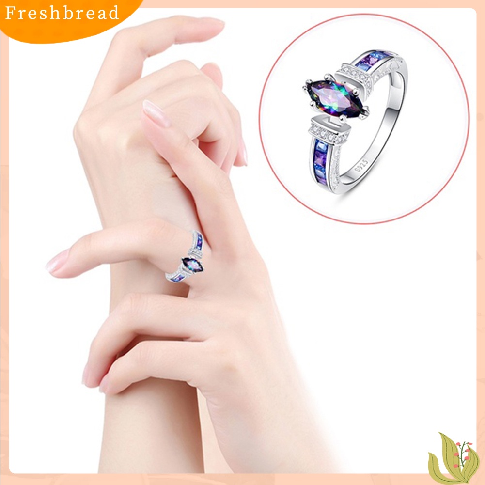 &lt; Freshbread &gt; Wanita Fashion Multicolor Marquise Cut Cubic Zirconia Hias Jari Cincin Perhiasan