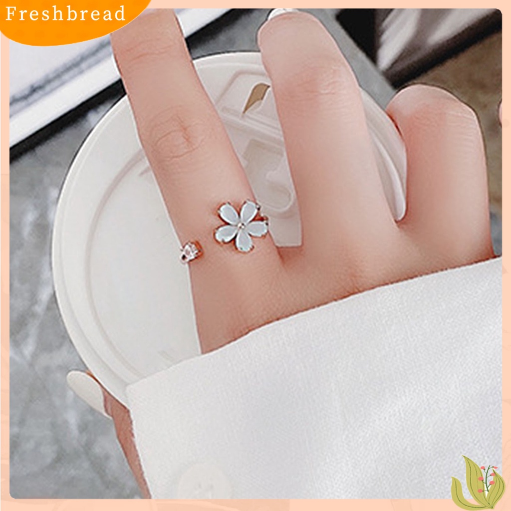 &lt; Freshbread &gt; Opening Adjustable Bright Luster Gadis Cincin Mewah Cubic Zirconia Bunga Cincin Perhiasan Aksesoris