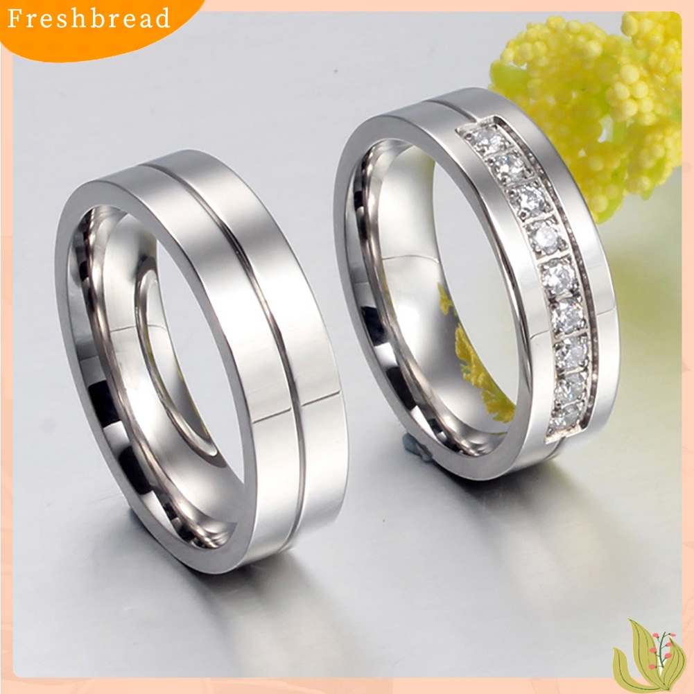 &lt; Freshbread &gt; Pasangan Kekasih Cincin Fashion Berlian Imitasi Bertatahkan Pesta Band Pertunangan Perhiasan Hadiah