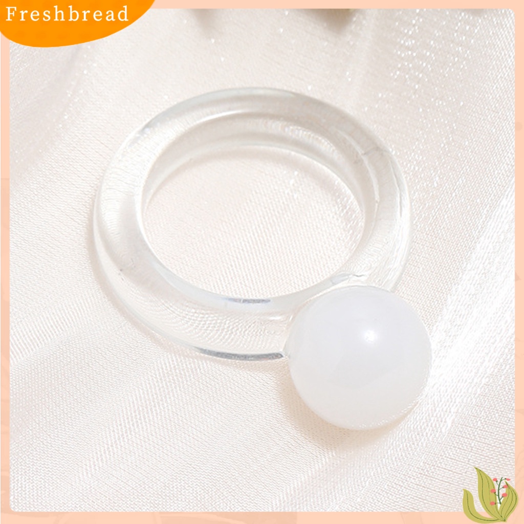 &lt; Freshbread &gt; Cincin Wanita Transparan Palsu Bola Kristal Perhiasan All Match Round Ring Untuk Pacaran