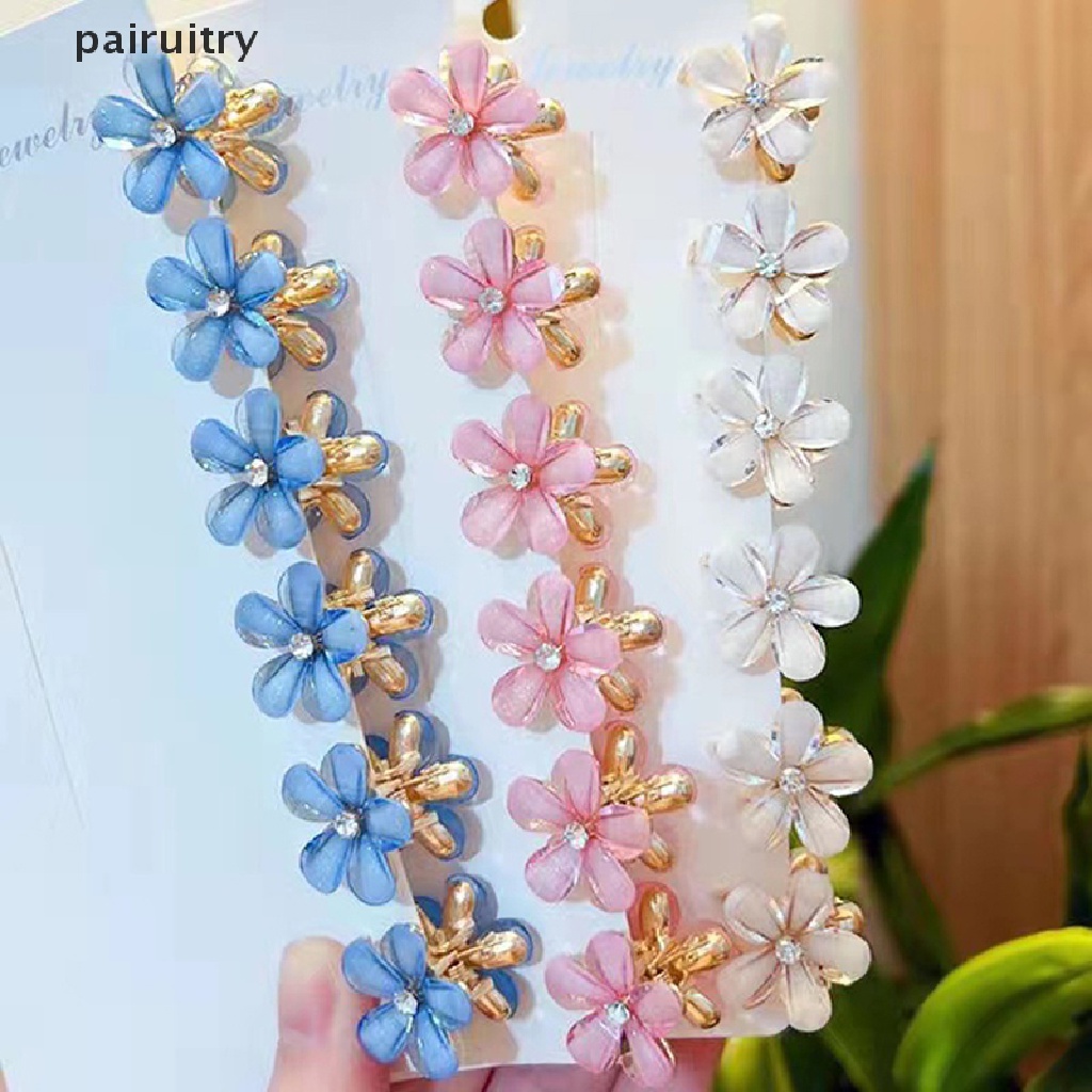 Prt 4pcs/set Mode Baru Bunga Cakar Kecil Klip Fashion Gadis Poni Klip Ponytail Aksesoris Rambut Bunga Lucu Hiasan Kepala Perhiasan Hadiah PRT