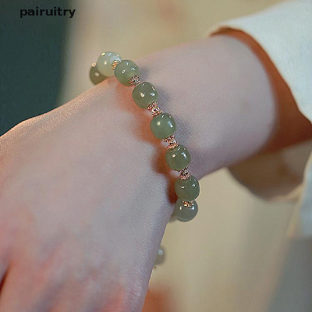 Prt Vintage Cahaya Imitasi Hetian Jade Beaded Charm Gelang Pesta Santai Mutiara Zirkon Perhiasan Fashion Untuk Wanita Hadiah PRT