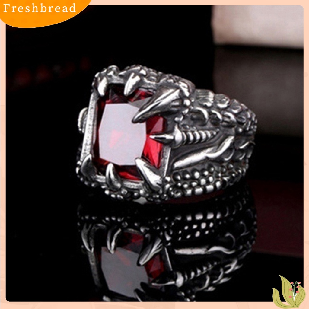 < Freshbread > Pria Vintage Naga Bentuk Cakar Cubic Zirconia Hias Cincin Pesta Prop Perhiasan