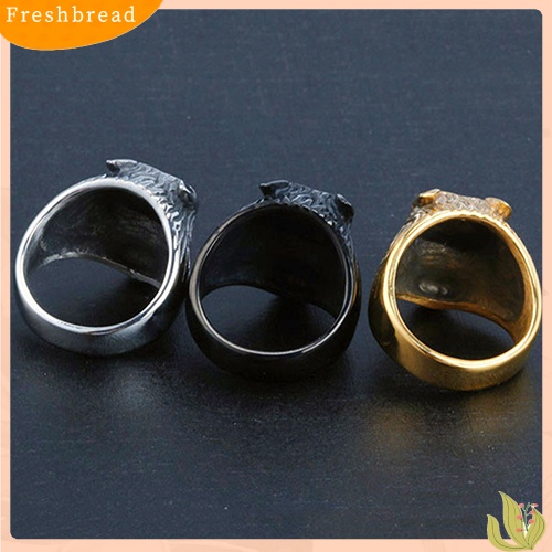 &lt; Freshbread &gt; 1Pc Man Vintage Serigala Kepala Gigi Bentuk Punk Jari Buku Jari Keren Cincin Perhiasan