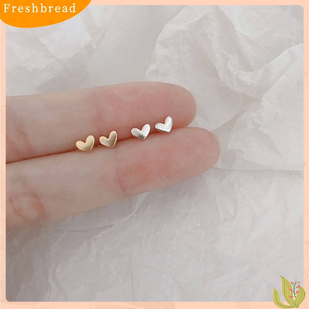< Freshbread > Wanita Manis Perak Berlapis Mini Cinta Hati Stud Anting Perhiasan Hadiah Ulang Tahun