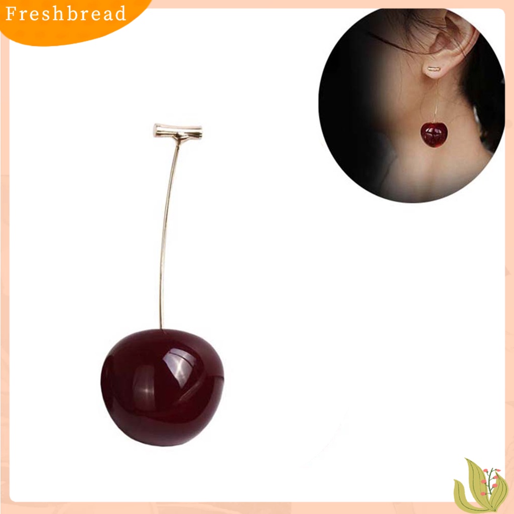 &lt; Freshbread &gt; Anting Manis Cherry Bentuk Alloy Indah Jaket Telinga Menjuntai Untuk Pacaran