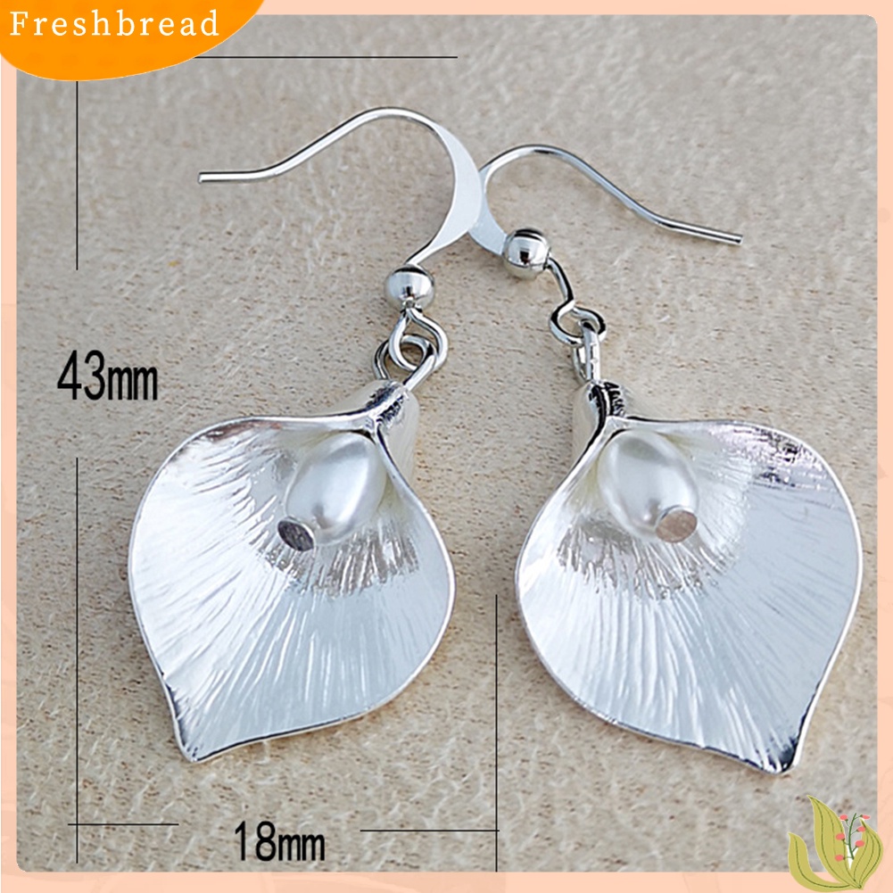 < Freshbread > Kreatif Wanita Mutiara Imitasi Kelopak Bunga Liontin Kait Anting Retro Perhiasan Pesta