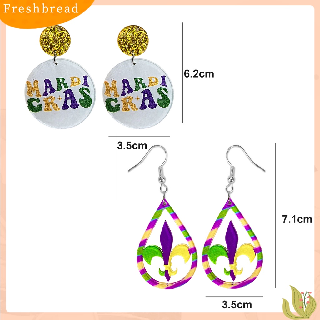 &lt; Freshbread &gt; 1pasang Anting Kait Warna-Warni Glitter Teardrop Merayakan Festival Hollow Penutup Mata Menjuntai Anting Perlengkapan Karnaval