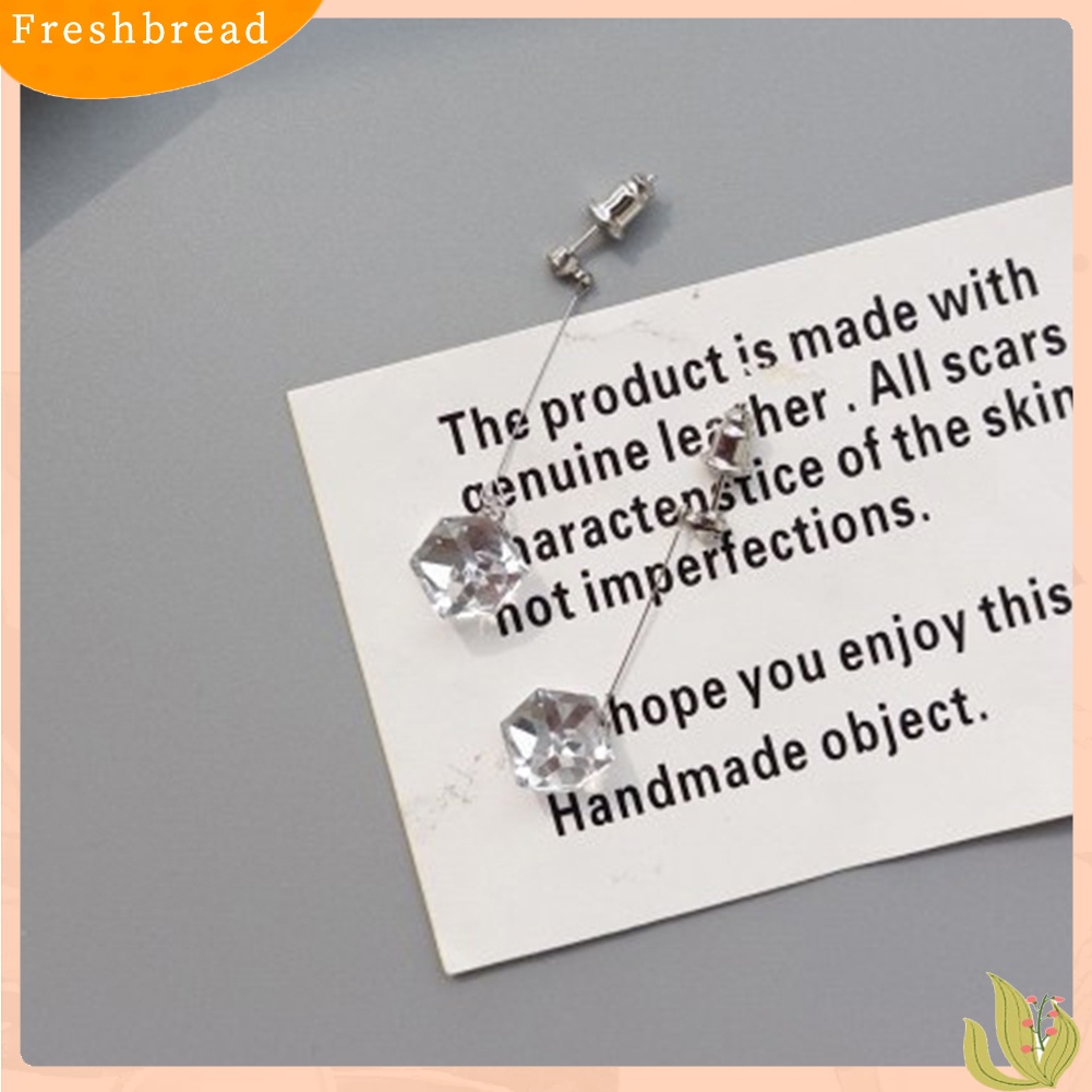 < Freshbread > Wanita Transparan Kubikal Berlian Imitasi Bar Menjuntai Ear Stud Earrings Perhiasan Hadiah