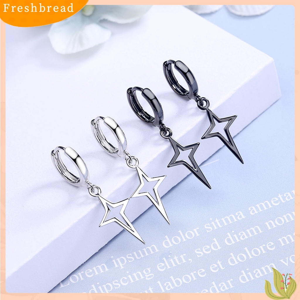 &lt; Freshbread &gt; 1pasang Anting Wanita Warna Solid Bentuk Bintang Hip-hop Anting Lady Drop Kokoh Untuk Pakaian Sehari-Hari