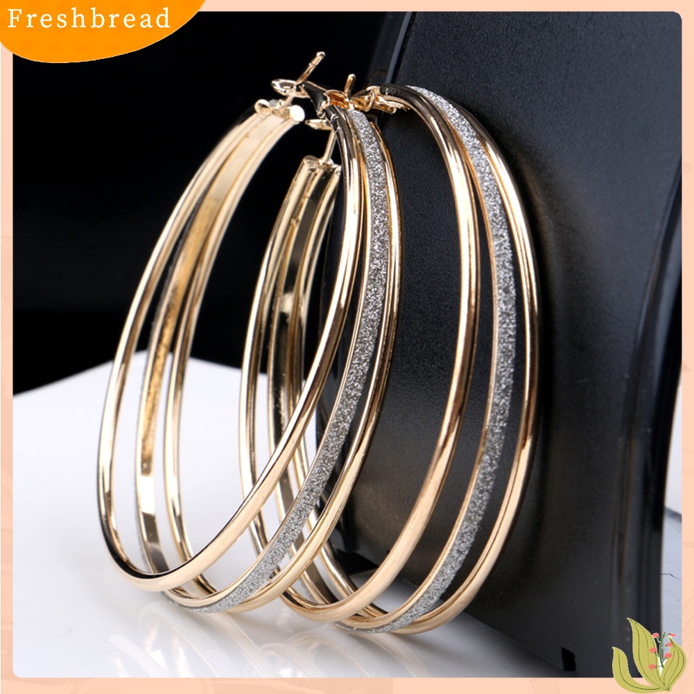 &lt; Freshbread &gt; Wanita Fashion Frosted Multilayer Bulat Lingkaran Menjuntai Anting Pesta Perhiasan Hadiah