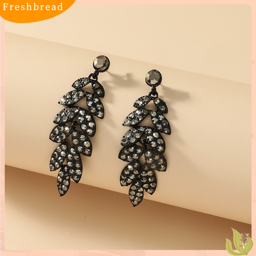 &lt; Freshbread &gt; 1pasang Drop Earrings Daun Berlian Imitasi Perhiasan Vintage Berlebihan Anting Menjuntai Untuk Pesta Cocktail