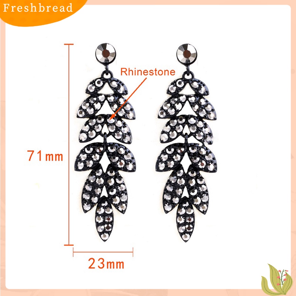 &lt; Freshbread &gt; 1pasang Drop Earrings Daun Berlian Imitasi Perhiasan Vintage Berlebihan Anting Menjuntai Untuk Pesta Cocktail