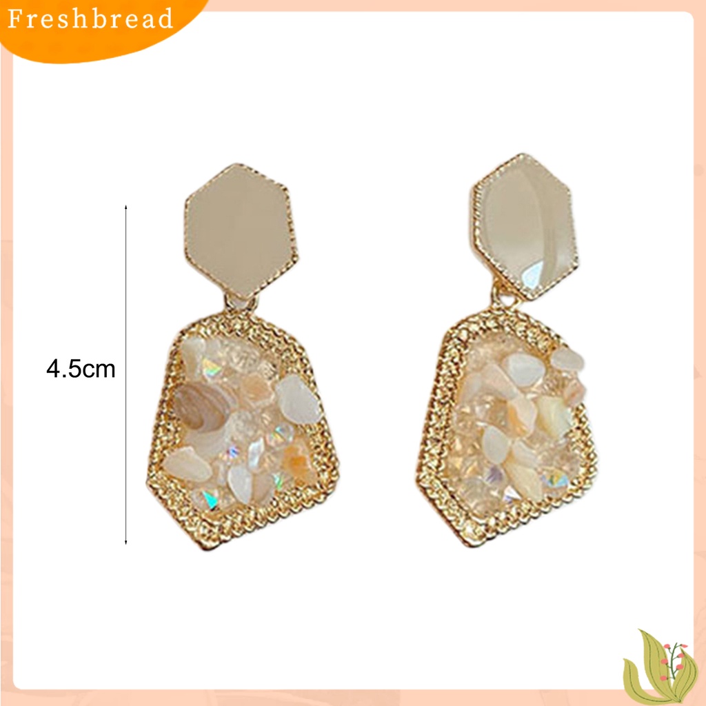 &lt; Freshbread &gt; Anting Tetes Penampilan Elegan Mulia Aksesoris Perhiasan Retro Anting Tusuk Batu Alam Untuk Pesta