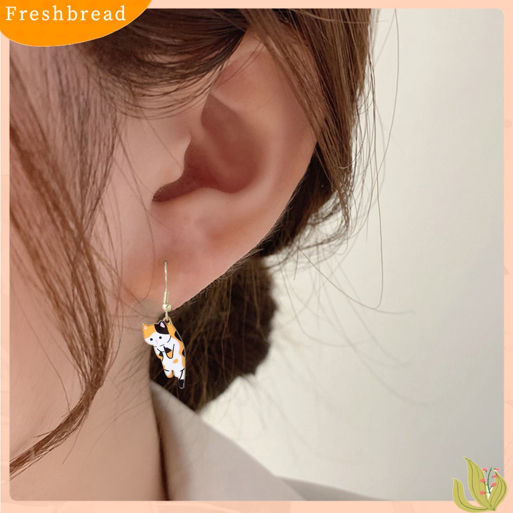 &lt; Freshbread &gt; 1pasang Anting Kait Perhiasan Lapis Hewan Kartun Kilau Terang Drop Earrings Untuk Pacaran