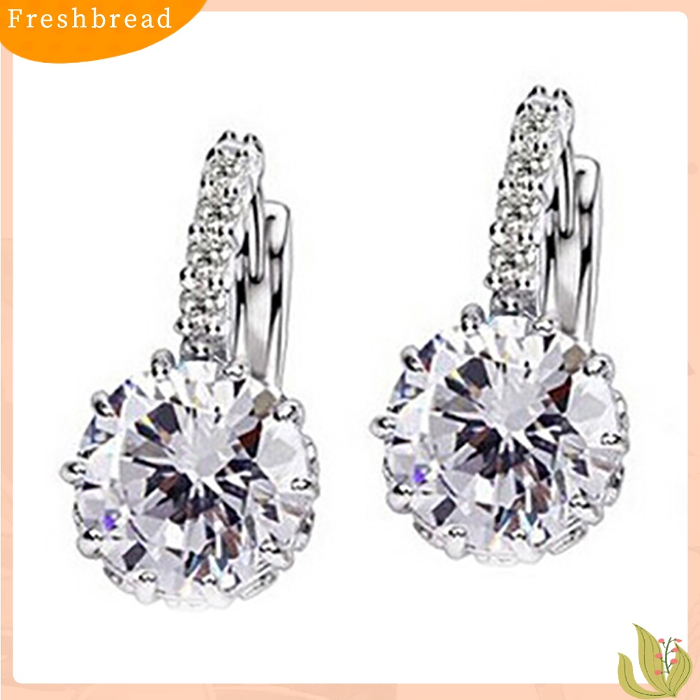 &lt; Freshbread &gt; Wanita Fashion Berlapis Emas 9K Zirkon Berlian Imitasi Huggie Earrings Perhiasan Hadiah