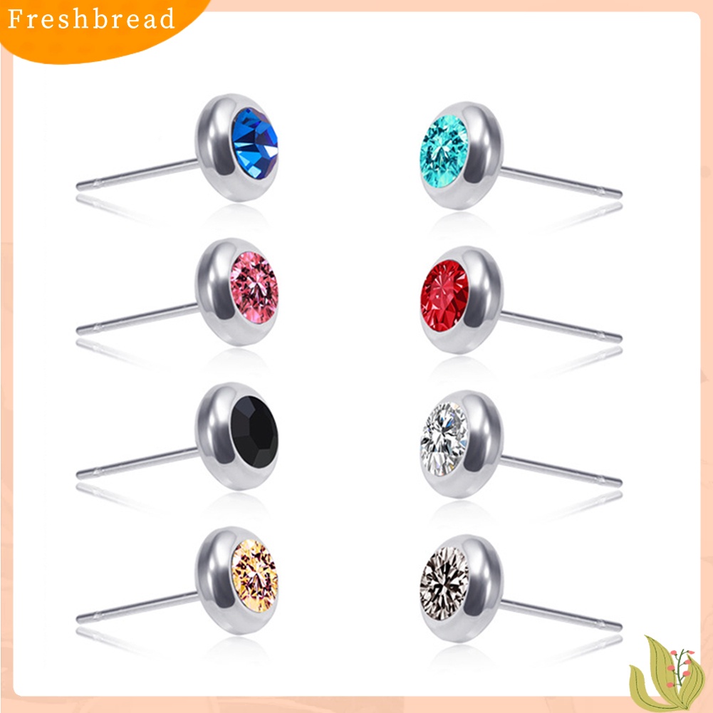 &lt; Freshbread &gt; Unisex Berlian Imitasi Stainless Steel Ear Stud Earrings Helix Piercing Perhiasan Hadiah