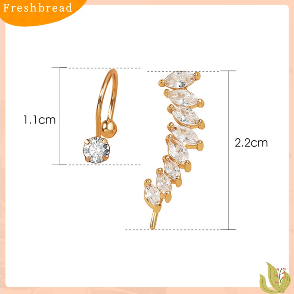 &lt; Freshbread &gt; 2Pcs Klip Anting Bentuk C Berlian Imitasi Wanita Mutiara Imitasi Geometri Bintang Manset Telinga Aksesoris Perhiasan