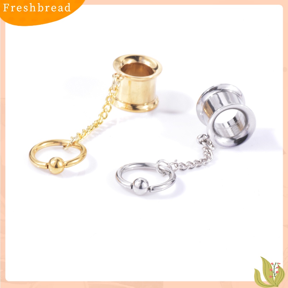 &lt; Freshbread &gt; 1Pc Wanita Cincin Rumbai Menjuntai Double Flare Ear Plug Tandu Piercing Perhiasan