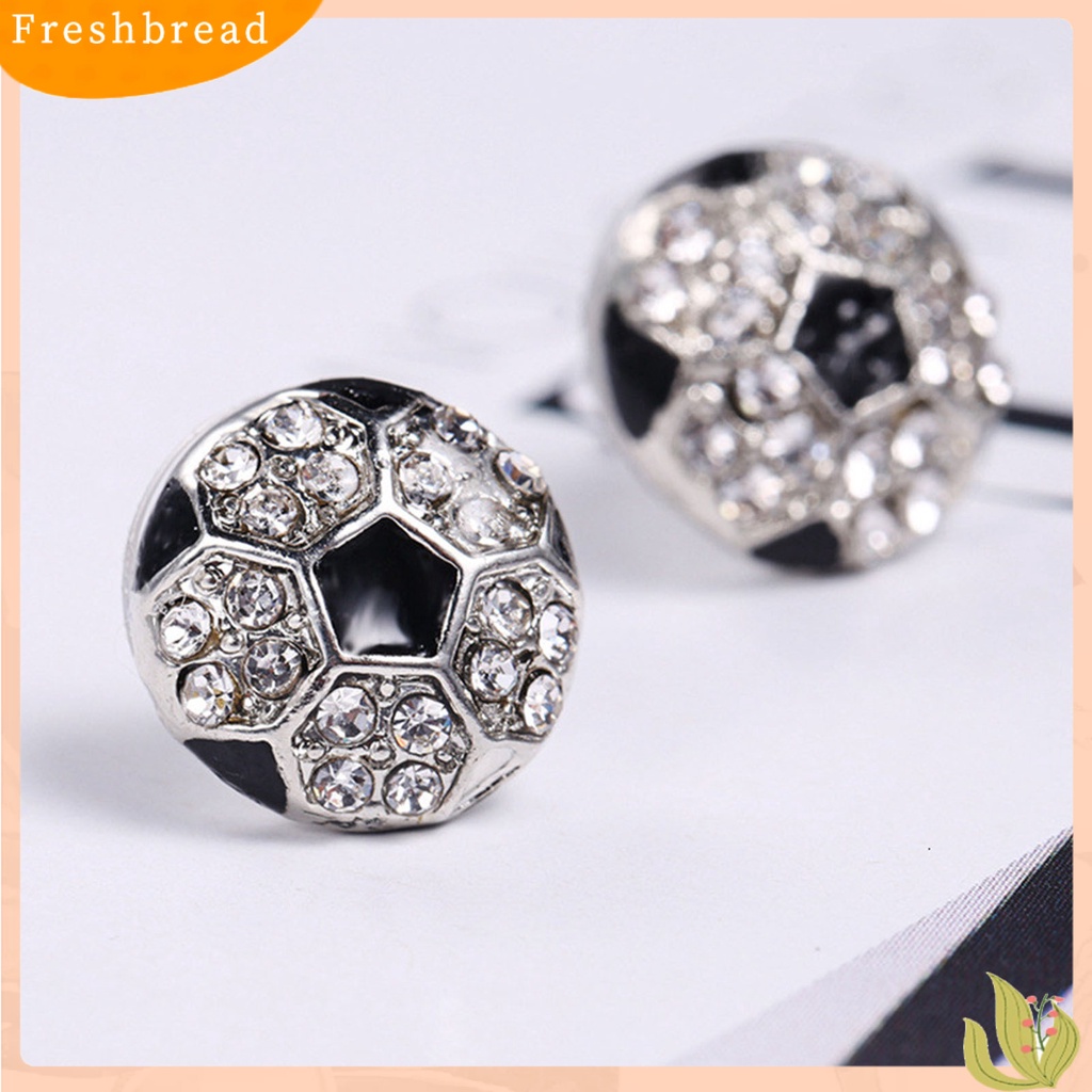 &lt; Freshbread &gt; 1pasang Anting Tusuk Bola Berlian Imitasi Perhiasan Lucu Fashion Penampilan Ear Studs Untuk Pakaian Sehari-Hari