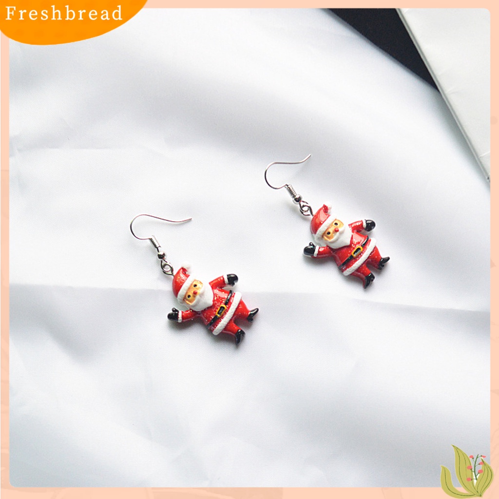 &lt; Freshbread &gt; 1pasang Anting Menjuntai Santa Claus Lucu Wanita Topi Kartun Liontin Anting Kait Untuk Natal