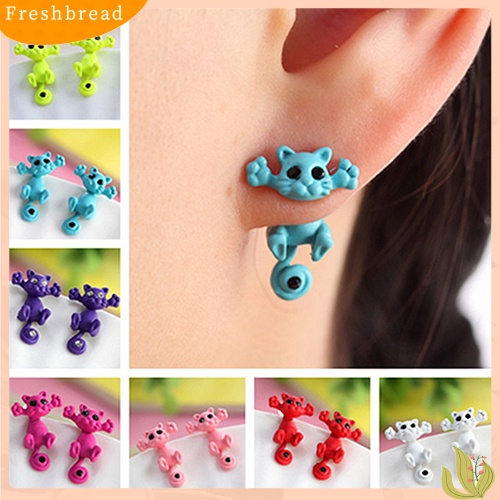 &lt; Freshbread &gt; Wanita Lucu Kartun Kucing Tindik Telinga Studs Earbobs Punk Earrings Jewelry