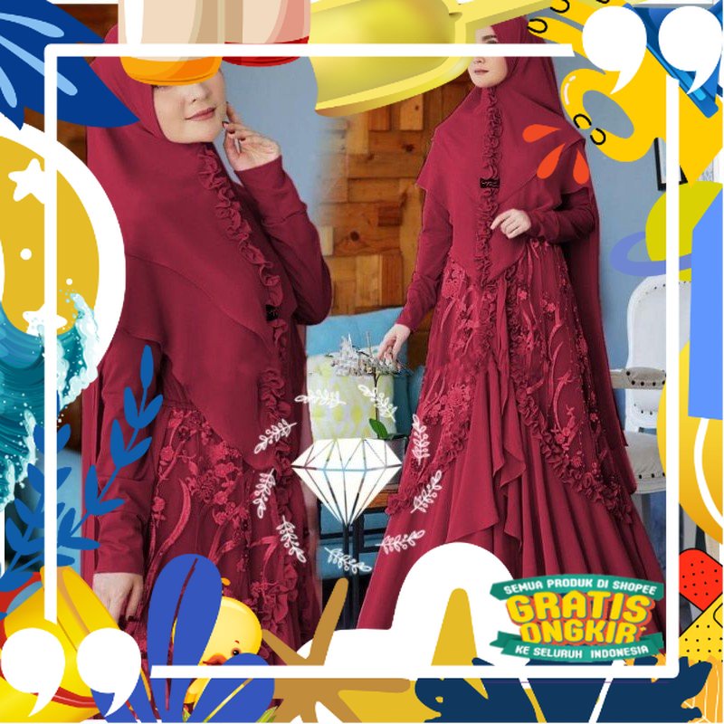 Baju Gamis Muslim Terbaru 2021 Model Baju Pesta Wanita kekinian Bahan Kekinian Busana gaun remaja/ k