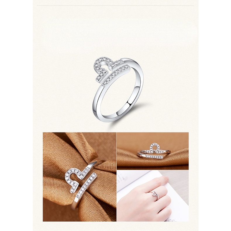 Goldkingdom Fashion Perhiasan Aksesoris Ready Stock Korea Fashion Perhiasan Perak Rasi Bintang Pembukaan Cincin Dua Belas Rasi Bintang Cincin Berlapis Dengan Platinum Dan Perhiasan Perak.