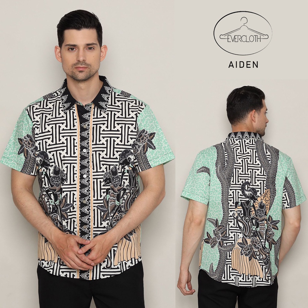 Evercloth Aiden Kemeja Pria Kemeja Batik Pria Atasan Couple Hem Sarimbit