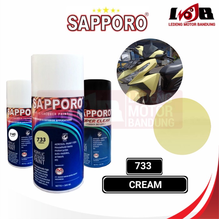 Sapporo 733 Cream White Cat Semprot Aerosol Pilox Warna Putih Gading - Amplas Meteran