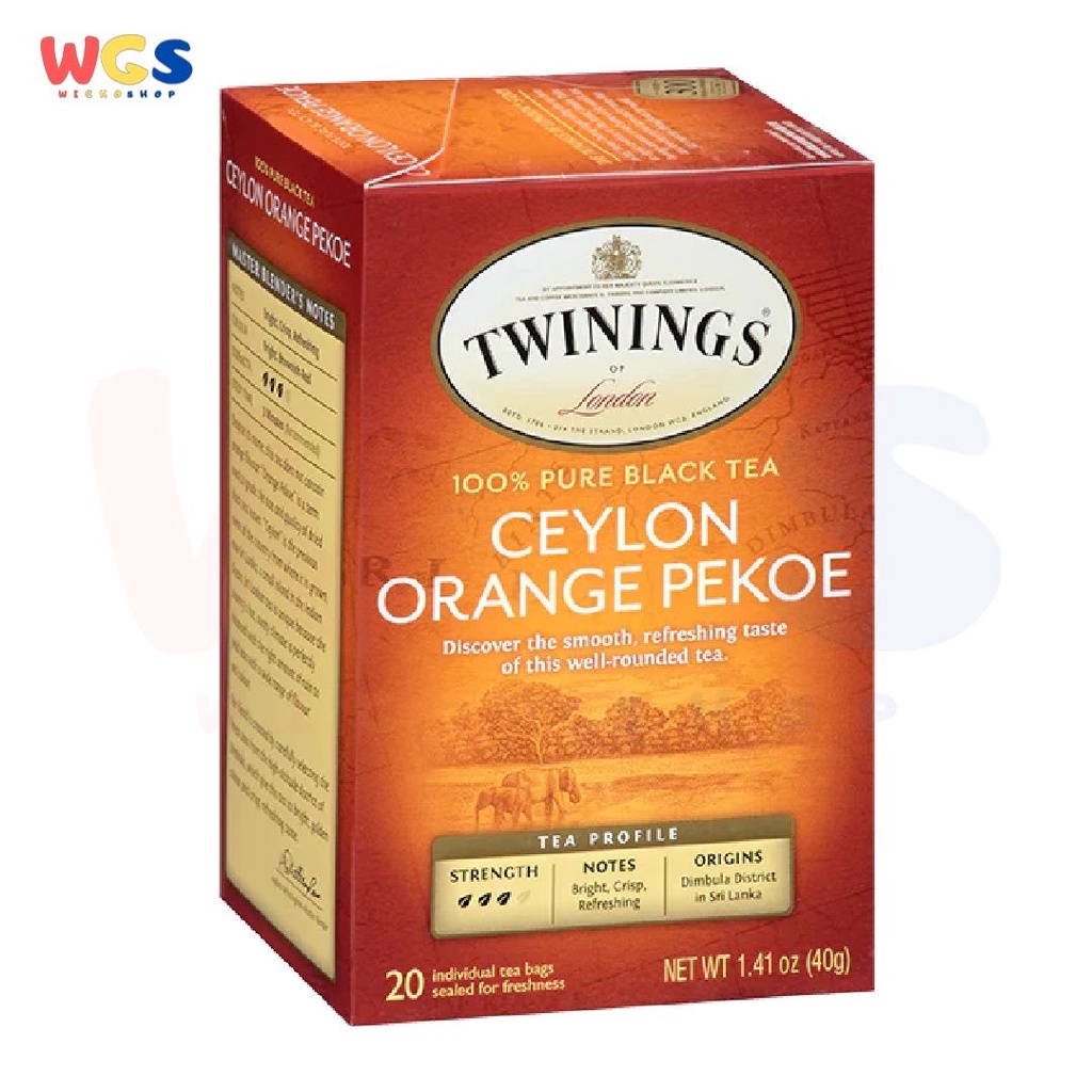 Twinings of London Ceylon Orange Pekoe 100% Pure Black Tea 20s x 2g