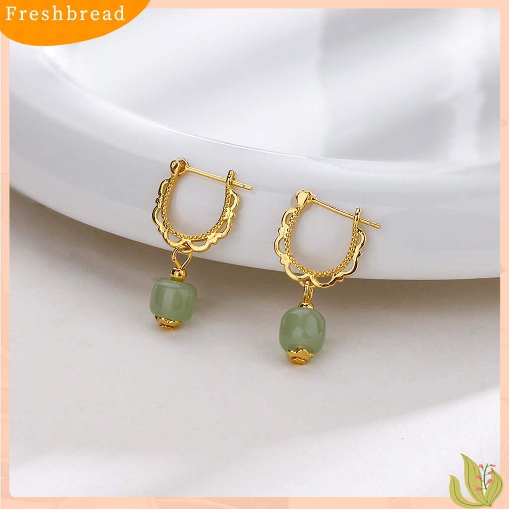 {In Stock} 1Pc Menjuntai Anting Gaya China Warna Emas Elegan Peri Hadiah Hypoallergenic Retro Faux Hetian Jade Drop Earring Perhiasan Aksesoris