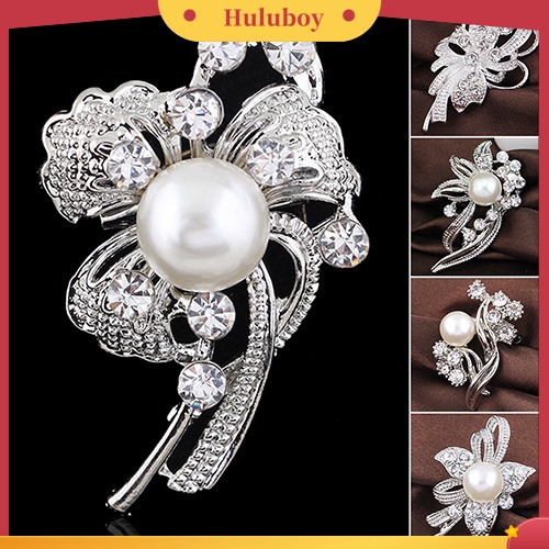 {Ready Stock} Baru Buket Pengantin Berlian Imitasi Kristal Bros Pin Perak Mutiara Bros Bunga